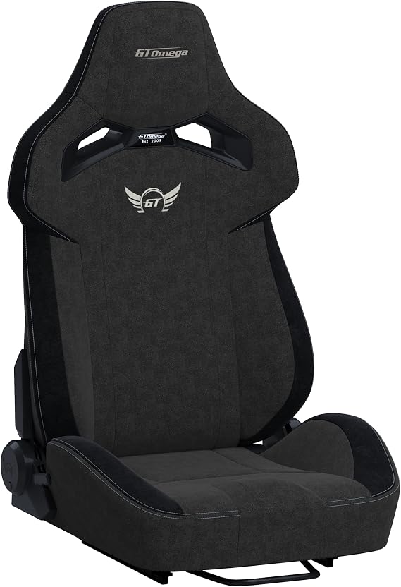 GT Omega RS12 Simulator Seat with Lumbar Support Cushion - Black Fabric