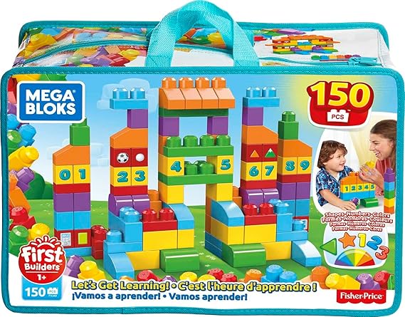 MEGA BLOKS Let's Get Learning Toy Building Set with 150 Big Building Blocks, Educational Gift Set for Boys and Girls, Ages 1 and up?