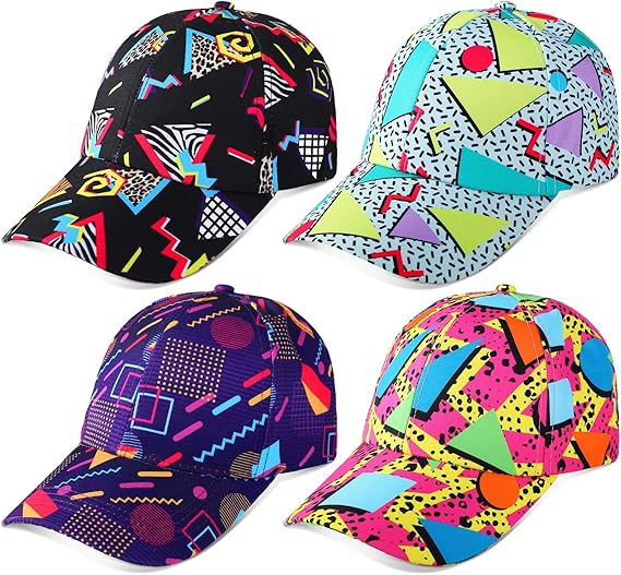 Xtinmee 4 Pack Retro 80s 90s Neon Trucker Hat Baseball Caps for Men Women Back to 80s 90s Hats Adjustable Unisex Caps for Summer Travel Beach Disco Party Favor Festival Birthday Gift, Multi Neon Color