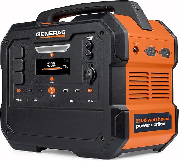 Generac 2106Wh Portable Power Station with Lithium-Ion Battery | Clean, Emission-Free Power, Wireless Charging Pad and Compact Design, Camping, RV, Indoor, Outdoor Use