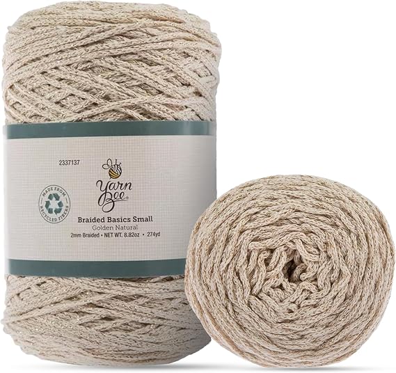 Hobby Lobby Yarn Bee Braided Basics 2 mm Small Yarn, Golden Natural