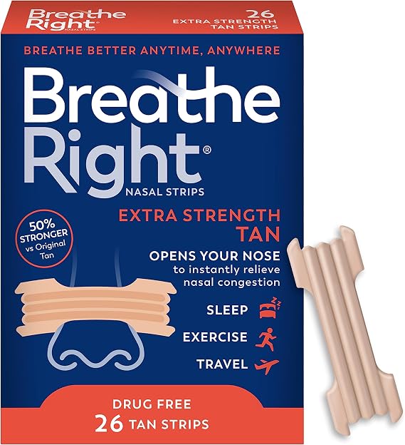 Breathe Right Nasal Strips Clear Large 30ct & Extra Strength Tan 26ct