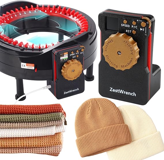 [2025 Upgrade] ZestWrench Electric Knitting Machine Adapter for addi Express King Size Knitting Machine 46 Needles,addi Knitting Machine Automatic Accessories,LCD Panel & Row Counter
