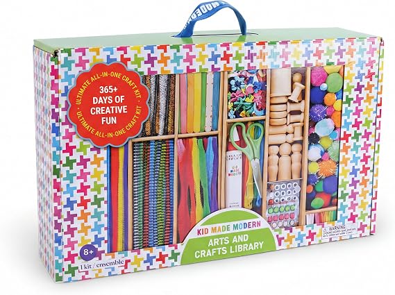 Kid Made Modern Arts and Craft Kit A DIY 3.8 Pounds of Hobby Craft Supplies & Materials Box for Creative Art Projects for Kids Age 4 5 6 7 8 9 10 11 & 12 Year Old Girls & Boys