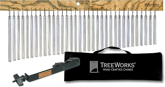 TreeWorks Chimes Complete Chime Set with Mounting Bracket and Bag Made in U.S.A. Large Single Row, Tennessee Hardwood, Dark Walnut Wood, Full (TRE35KIT)