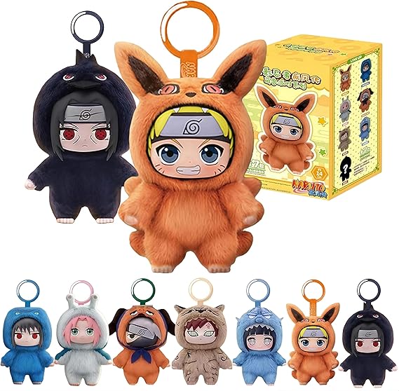 MINISO Naruto Shippuden Cute Beast Party Series Blind Box - Naruto/Kakashi/Uchiha Character Design - Desktop Ornament/Gift - 1 Random Piece