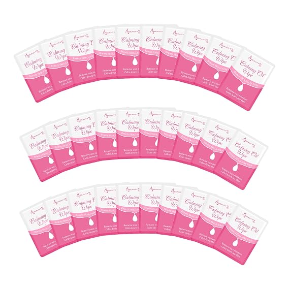 Beauty7 Post Wax Calming Oil Wipes 30 Packs Post Wax Oil Wipes Post Waxing Cleanser After Wax Remover Removes Residue Reduces Redness Refill Pack