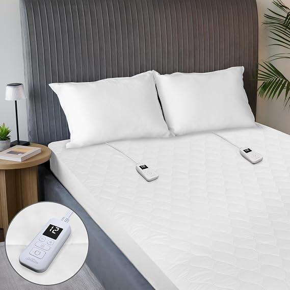 Sunbeam Electric Premium Water Resistant Restful Quilted Heated Mattress Pad, 12 Heat Settings, 12-Hour Selectable Auto Shut-Off, Fast Heating, Cozy Warming Bed, King, 76" x 80"