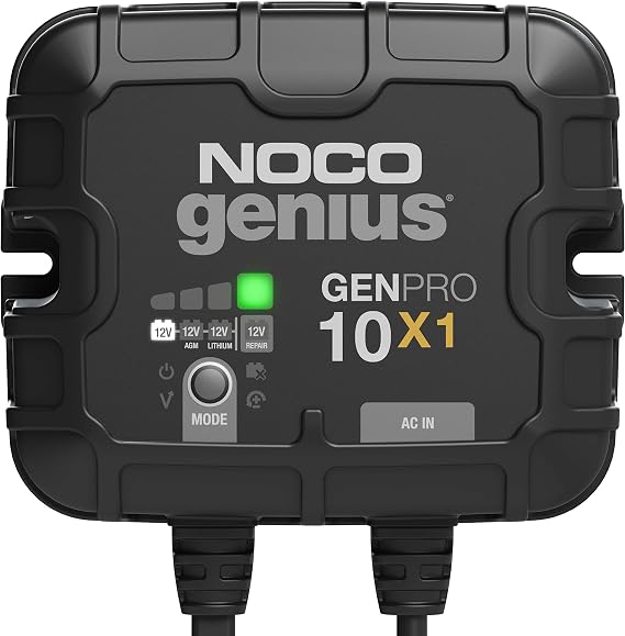 NOCO Genius GENPRO10X1: 1-Bank, 10A Onboard Battery Charger - 10A Per Bank, 12V Waterproof Marine Charger with Overcharge Protection & Temperature Compensation for Lead-Acid & Lithium Batteries | Charges 1 Battery at Once, IP68 Waterproof, Overcharge Protection, Temperature Compensation, For Lead-Acid & Lithium