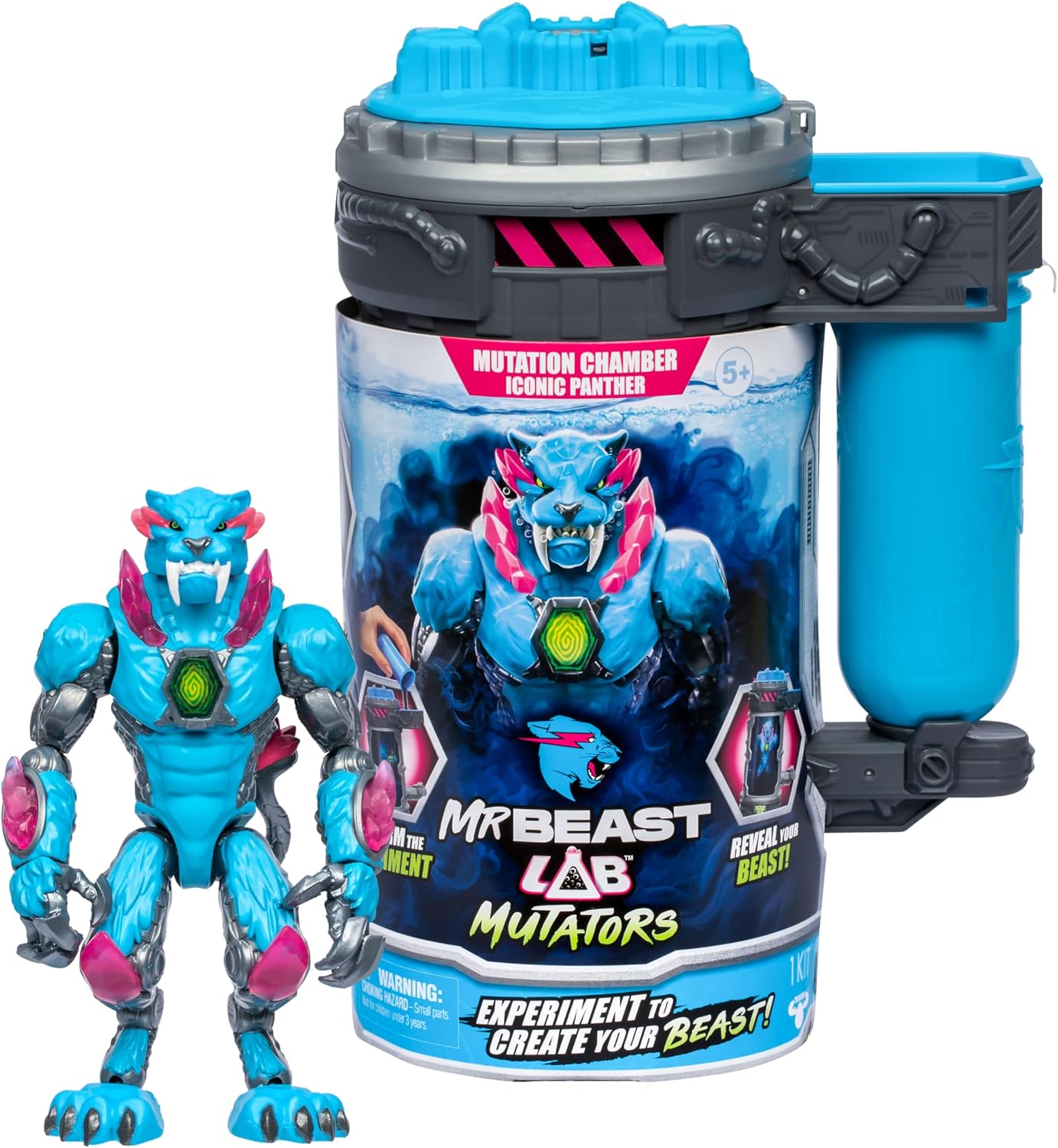 MrBeast Lab Mutators, Ultimate Monster Mutators Mutate. Perform the Experiment, Release MrBeast Iconic Panther Action Figure. 3 Collects!