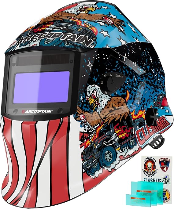 ARCCAPTAIN Welding Helmet Auto Darkening, 1/25000s Response, Shade 4/9-13