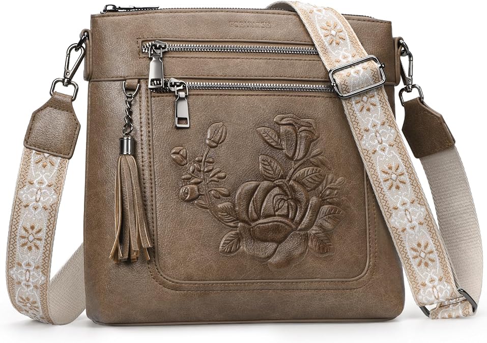 Crossbody Purses for Women, Vegan Leather Medium Shoulder Bag