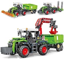 City Construction 3 in 1 Tractor Harvester Building Block Kits, Truck Farm Construction Vehicles Set Toys for Adults and Boys Girls 8-121481 Pieces