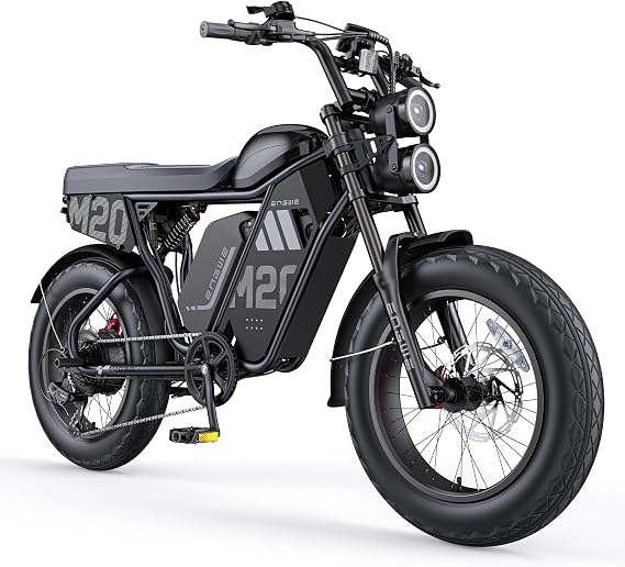 ENGWE M20 3.0 Electric Bike for Adults, Moped-Style Offroad Fat Tire Ebike, 3300W Peak Power 120N.m Torque 60V 20Ah Single/40Ah Dual Battery, Up to 40mph, Dual Suspension, 4-Piston Hydraulic Brakes