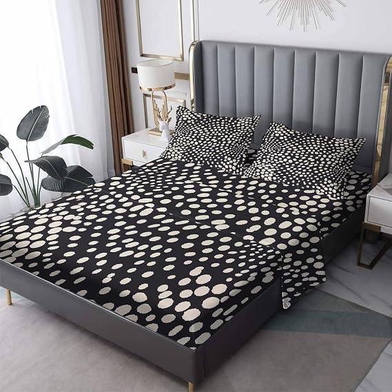 Polka Dot Sheets Twin Size, Abstract Geometric Sheet Set, Modern Bed Sheets - 16 Inch Deep Pocket, Ultra Soft Winkle Free Microfiber Bedding Sheets & Pillowcases 3 Piece