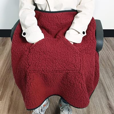 Small Sherpa Lap Knees Shoulders Blanket with Pocket, Cozy Soft Fuzzy Fleece Throw Blanket for Recliner, Home Office Sofa Chair 4328inches