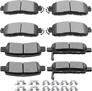 SCITOO Brake Pads Kits Front Semi-Metal Rear Ceramic 8pcs Fit for 2013 2014 2015 2016 2017 For Nissan For Altima
