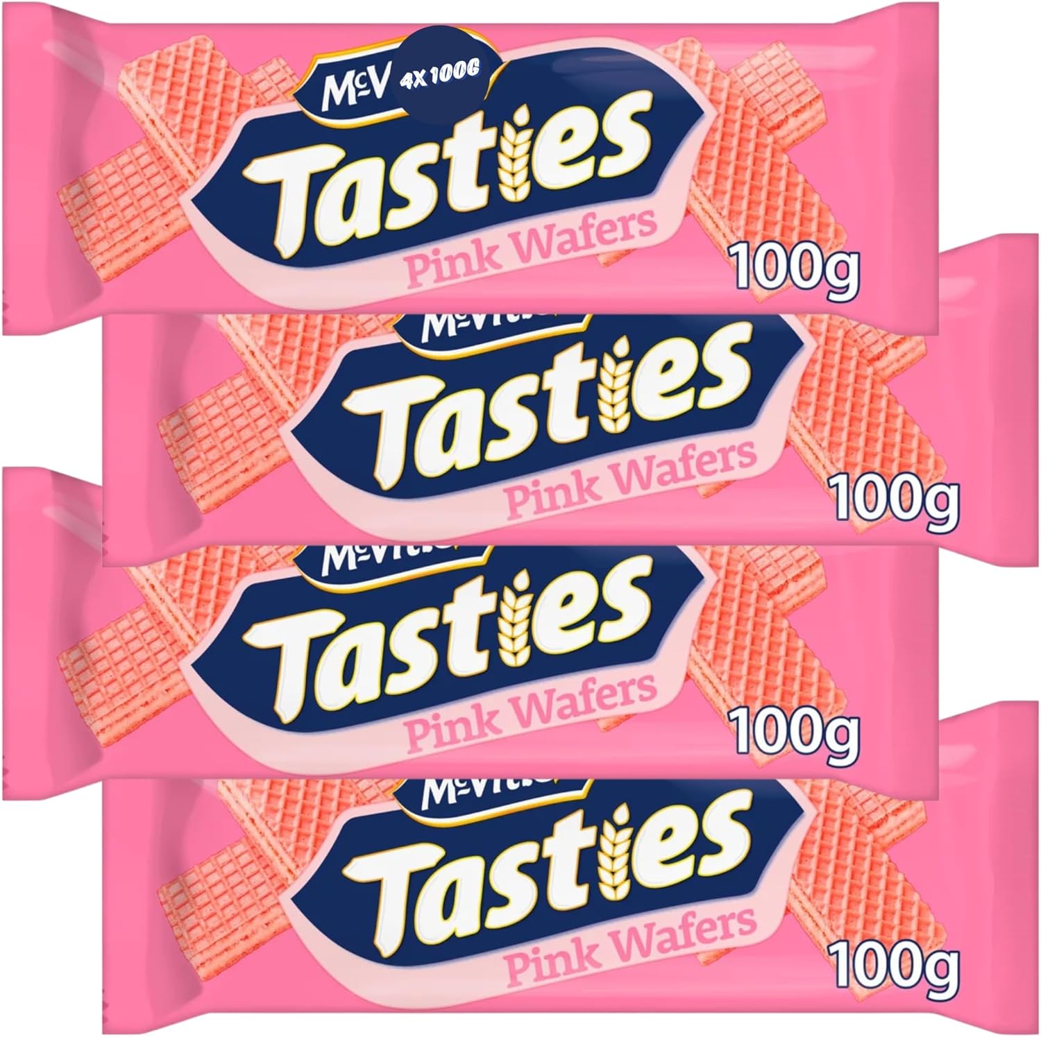 Pink Wafers Biscuit Bundle Containing Tasties Pink Wafers 100g 4 Pack