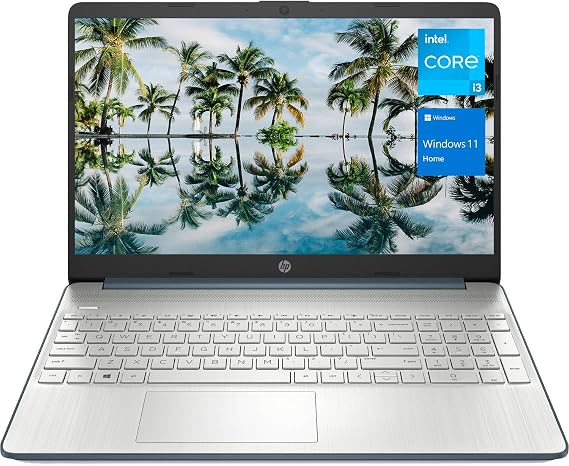 HP 15 Laptop, 15.6 HD Display, Intel Core i3-1115G4 Processor, 8GB RAM, 512GB SSD, Wi-Fi, SD Card Reader, HDMI, Webcam, Windows 11 Home, Spruce Blue
