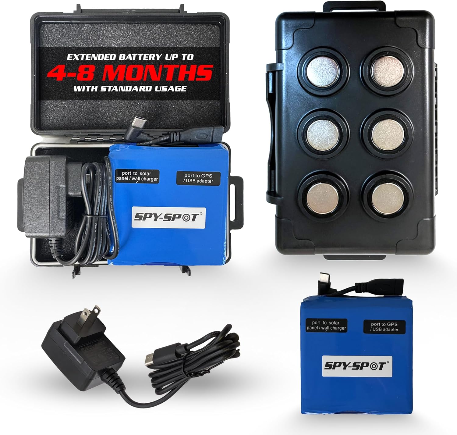 SpySpot Extended Slim Battery for GPS Trackers with Magnetic Mount Case and Battery Charger - Works with GL 200, GL 300, GL300W, GL-300MA, GL300MG, GL320MA