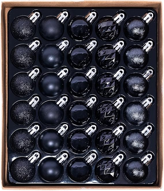 HipTree 30ct 1.18 Inch Black Mini Ornaments Christmas Halloween Tree Decor