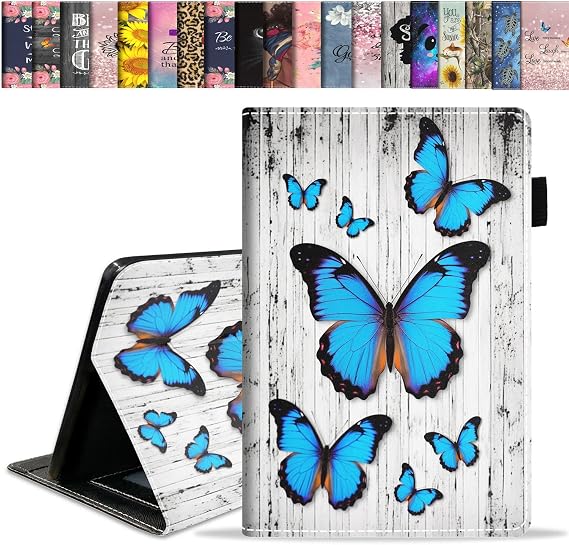 Case for All-New Amazon Fire HD 10 & 10 Plus Tablet 10.1" (13th/11th Generation, 2023/2021 Release), Slim Stand Folio Cover with Card Slot & Auto Wake/Sleep - Blue Butterfly