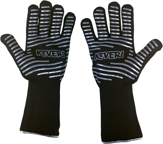 BBQ Grill Gloves, EN407 Certified Heat Resistant up to 932F (500C) | Polyaramid Fiber, Non-Slip Grip, Oven & Smoker Gloves for Men & Women