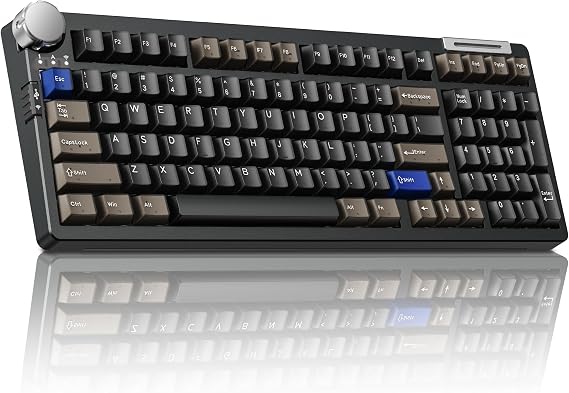 ZORNHER ZH980 Pro Wireless Mechanical Keyboard with Metal Knob,Full Size Thocky Gaming Keyboard,Creamy Keyboard with Number Pad,Thocky Switches,QMK/VIA Support,Retro Black