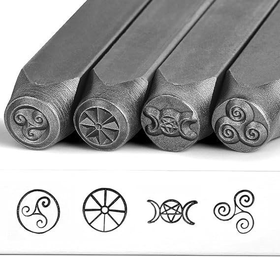 TheCraftGuy 4pc Geometric Metal Stamping Kit for Jewelry, 5/16(8mm) Stamps