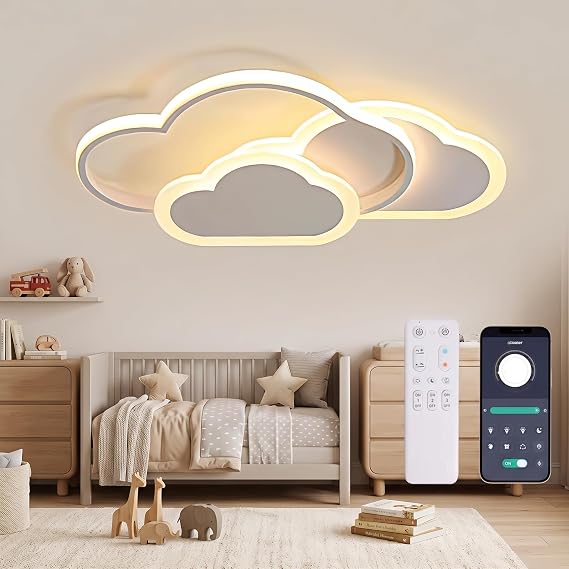 LED Ceiling Light, 32W 2700lm 42cm Creative Clouds Ceiling Lamp, Dimmable Remote Control 3000~6000K, Modern White Ceiling Lights, Used in Living Room, Bedroom, Corridor and Children's Room [Energy Class F]