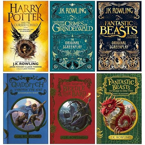 J.K. Rowling Collection 6 Books Set (Harry Potter and the Cursed Child Parts One and Two, Fantastic Beasts The Crimes of Grindelwald,The Original Screenplay,Quidditch Through the Ages and more)