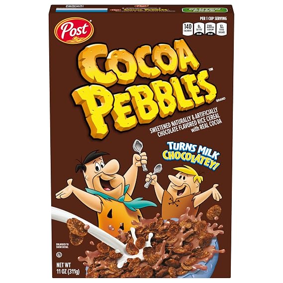 Cocoa PEBBLES Chocolate Breakfast Cereal, Gluten Free, 11 oz Box | Sweetened Puffed Rice With Crunchy Texture And Chocolatey Flavor, Delivering A Flavorful Bite In Every Spoonful