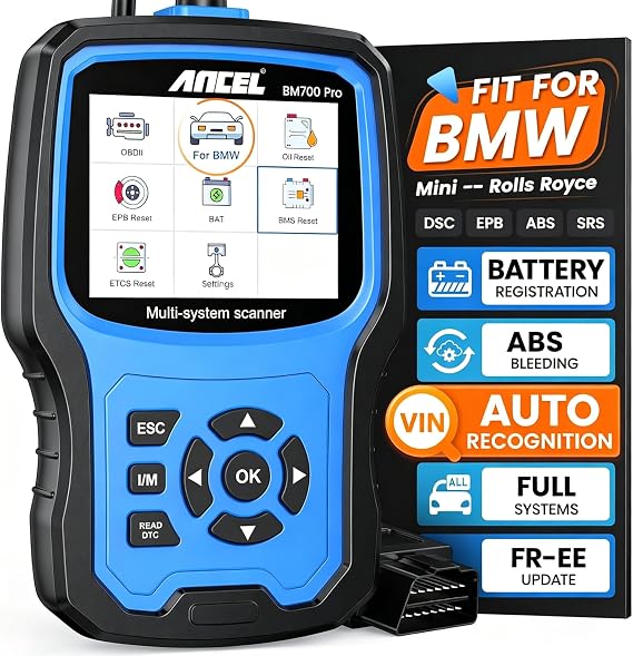 ANCEL BM700 PRO Fit for BMW Scanner - Battery Registration Tool, Code Reader for BMW/Mini/RR, Advanced OBD2 Scanner Auto V-I-N, Full System Diagnostic for BMW Scan Tool with All Reset Services (Blue)
