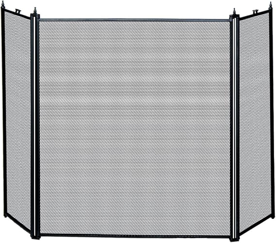 UniFlame 3-Fold Black Fireplace Screen, Black Finish (S31030BK)