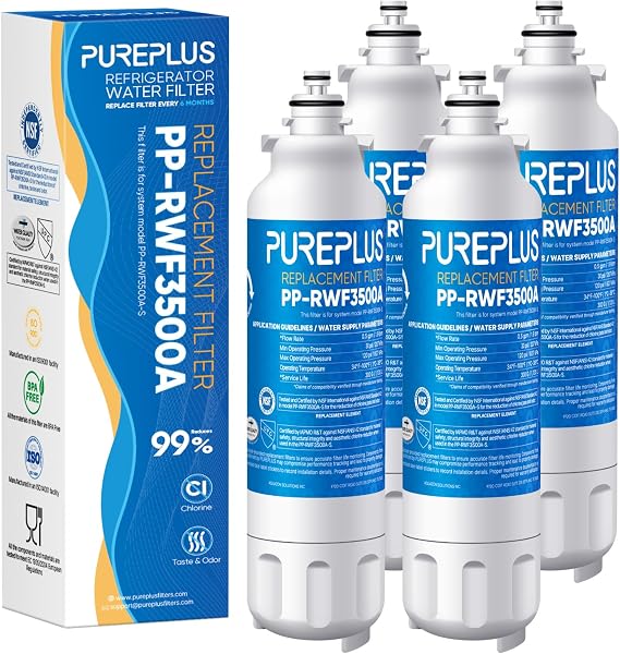 PUREPLUS RWF3500A Water Filter Replacement for LG LT800P, 4 Pack