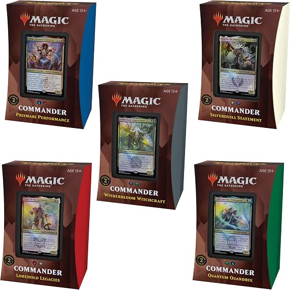 Magic: The Gathering Strixhaven Commander Deck Bundle Includes 1 Silverquill Statement + 1 Prismari Performance + 1 Witherbloom Witchcraft + 1 Lorehold Legacies + 1 Quantum Quandrix