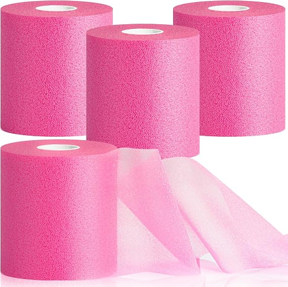 3rd Gen Hot Pink Pre Wrap, 4 Pack Prewrap Athletic Tape for Hair