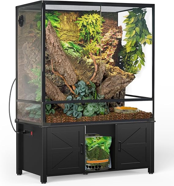 GDLF Reptile Tank Stand for 120230 Gallon, Terrarium Stand Fits Tall Tanks | 120-230Gallon Tank Fit, Tall Enclosure Support, Anti-Slip Guards, Cabinet Storage, Multi-Tank Setup Ready, Power Outlet