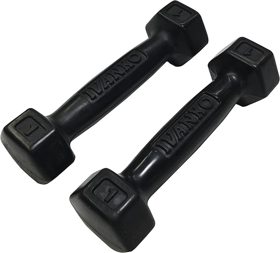 Ivanko Rubber Dumbbells, 1 lb (PAIR)