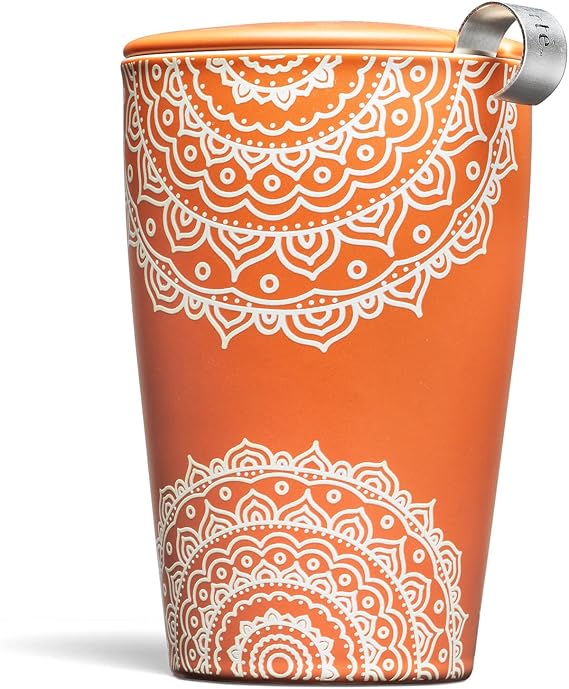 Tea Forté KATI Ceramic Tea Cup with Infuser and Lid for Loose Leaf Infusion
