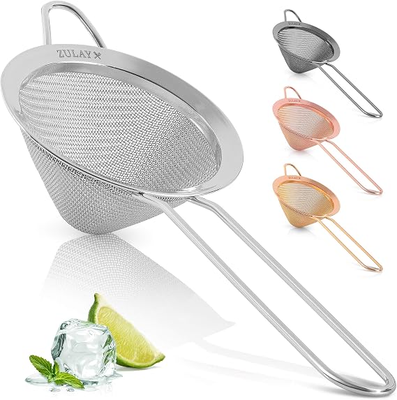 Zulay Kitchen 304 Stainless Steel Fine Mesh Strainer 3.35 in - Strainers Fine Mesh, Tea Strainers for Loose Tea - Perfect for Tea, Cocktails, Juicing, Drinks, Liquids, Matcha, Coffee & More