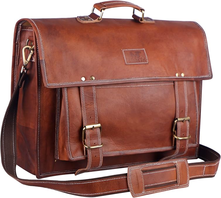 MaheTri Office Best Leather Laptop Bag for Men Large Leather Briefcase Bag Men 18" es Padding For Laptop | Ideal for gifts | Gift for him