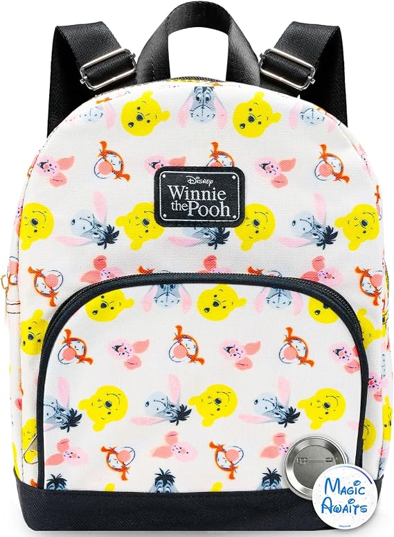Disney Winnie the Pooh Mini Backpack - 10" Canvas Disney Pooh Backpack with Front Pocket | Women, Teens, Kids