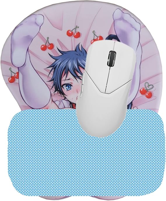 3D Anime Gaming Mousepad with Wrist Rest Desk Mat Cartoon Mouse Pad Soft Silicon Gel Mouse Mat Anti-Slip Office Desk Pad with Wrist Support (Version 1)