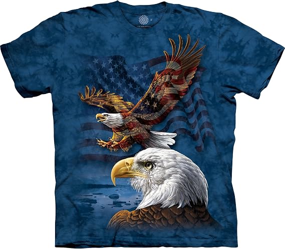 The Mountain Eagle Flag Collage Unisex T Shirt | Premium, Hand-Dyed | Patriotic USA Graphic Tee