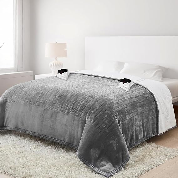 TeqHome Electric Heated Blanket Queen Size 84"90", Fleece Heated Throw Blanket with 10 Heating Levels & 10H Auto Off, Fast Heating Blanket for Bed Couch, Machine Washable (Queen (U.S. Standard))
