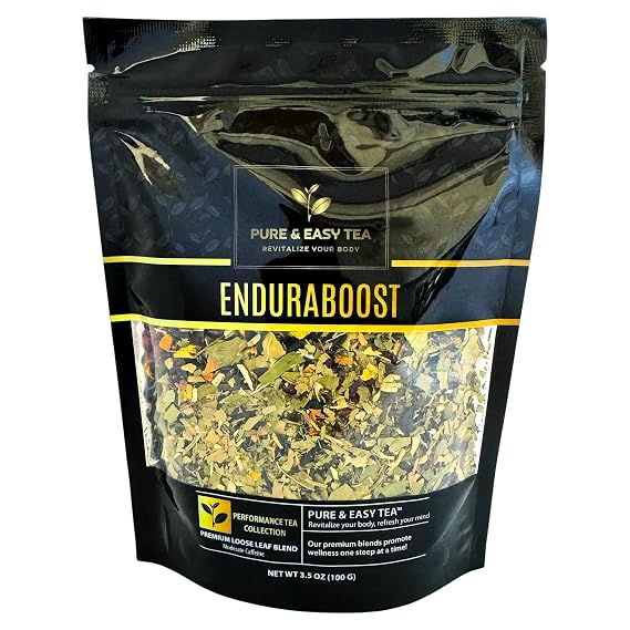 Pure And Easy Tea, EnduraBoost, Endurance-Driven Energy Tea Blend, Caffeinated Whole-Leaf Formula with Performance Botanicals (100g)