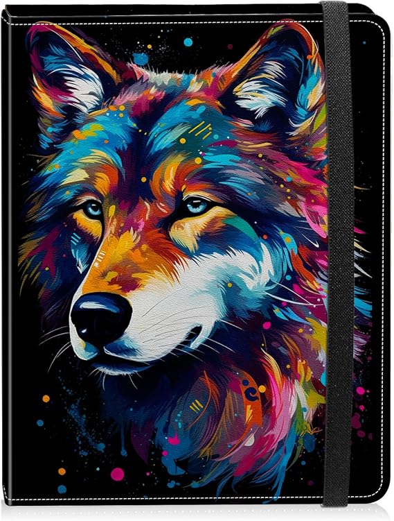 Photo Album 3.5x5 Photos - 80 Photos Capacity PU Leather Cover Photo Album with Strong Elastic Band, Portable Picture Album for Family Wedding Wedding Anniversary, Black Color Wolf