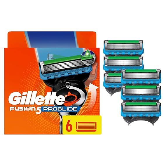 Gillette Fusion5 ProGlide Razor Blade Refills for Men, 5-Blade Cartridges, Precision Trimmer, Enhanced Lubrication Strip, Fits Fusion5 Handles, 6 Count