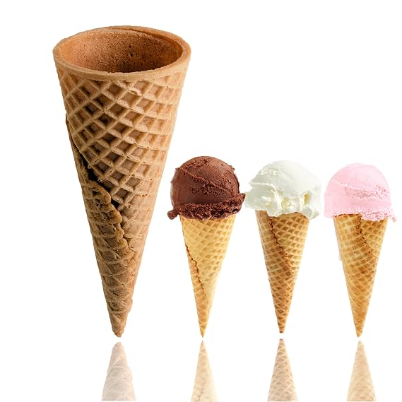 Sugar Cones for Ice Cream - Cones for Dessert Classic Ice cream cone Sweet, Crisp, Crunchy and Delicious Ideal for Family Gatherings, Parties (200-Pack)